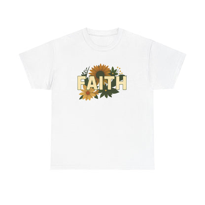 Faith Floral Unisex Tee, Inspirational Shirt for Everyday Wear, Sunflower Graphic Tee, Gift for Family and Friends, Faith-Based Apparel