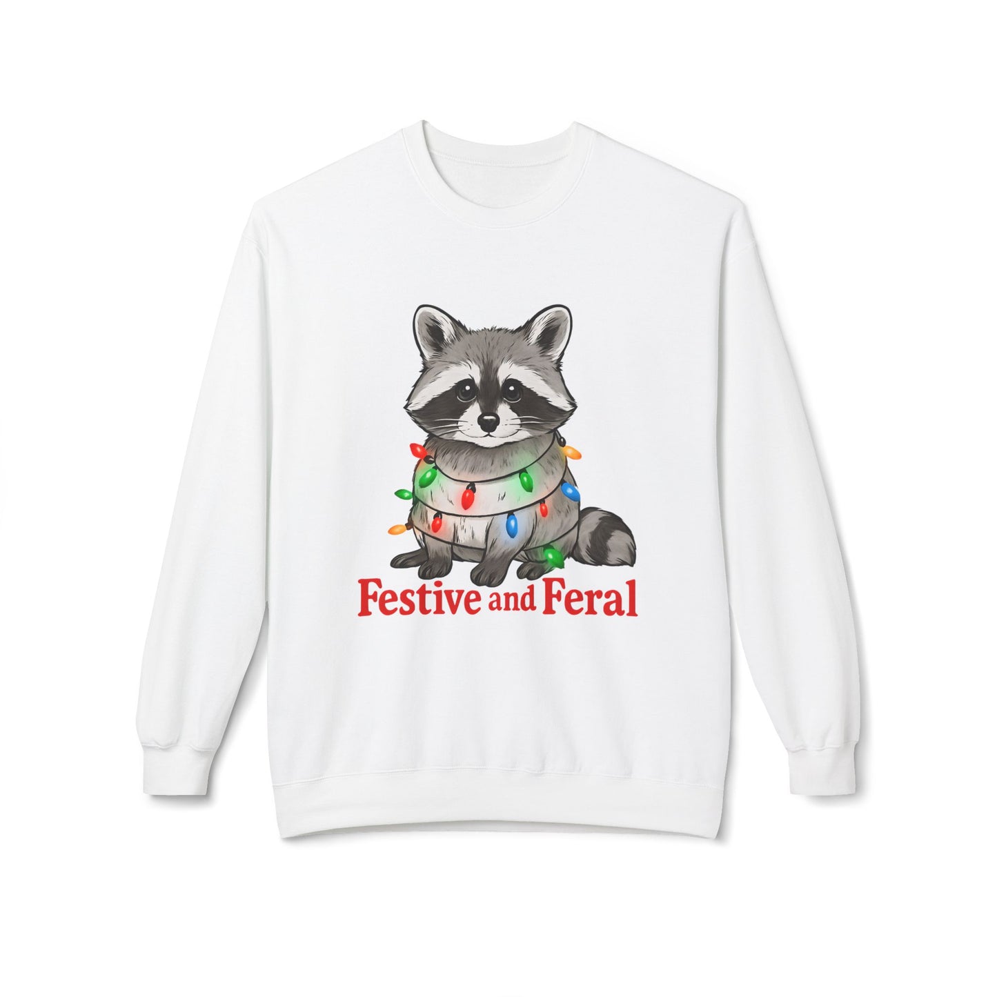 Festive and Feral Raccoon Crewneck Sweatshirt
