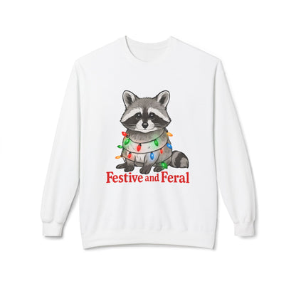 Festive and Feral Raccoon Crewneck Sweatshirt