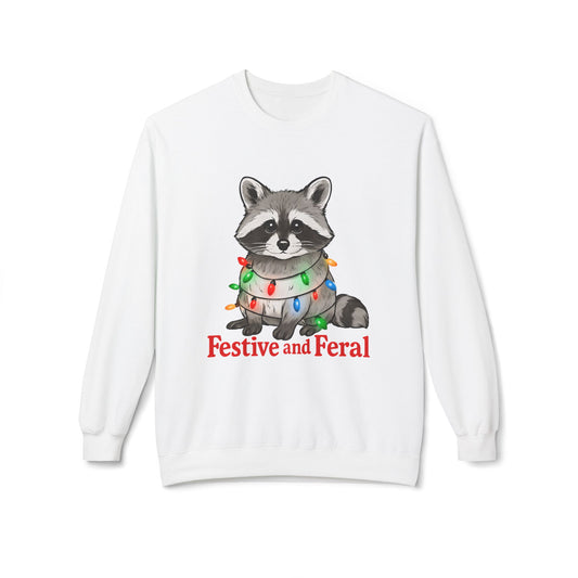 Festive and Feral Raccoon Crewneck Sweatshirt