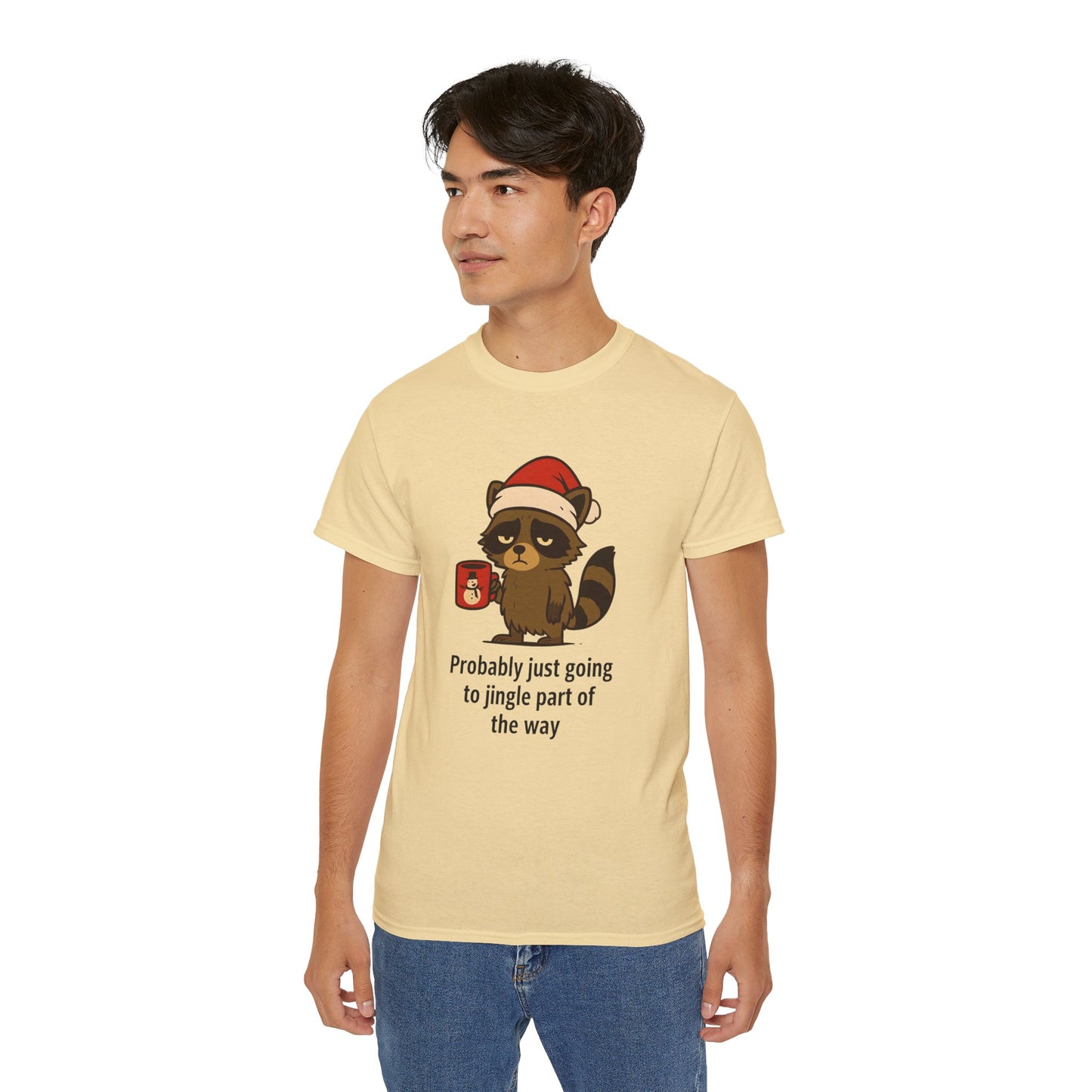 Christmas Raccoon Tee — "Probably just going to jingle part of the way" Holiday T-Shirt