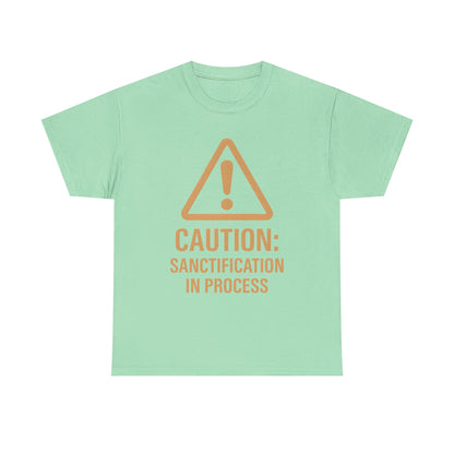 Caution Sanction Tee - Unisex Heavy Cotton T-Shirt for Casual, Gift, Humor, Christian Apparel, Everyday Wear