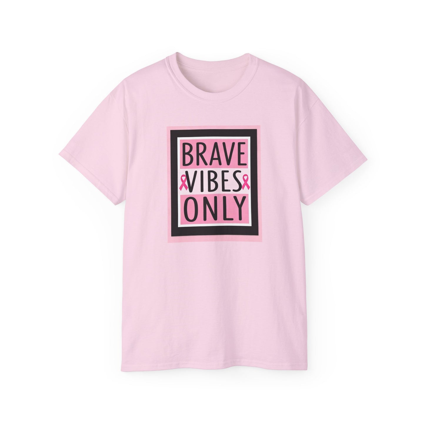 Brave Vibes Only Tee, Unisex Cotton Shirt, Inspirational Apparel, Gift for Cancer Awareness, Positive Vibes T-Shirt