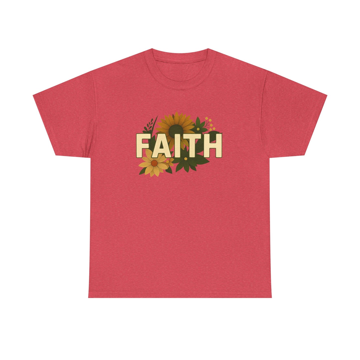 Faith Floral Unisex Tee, Inspirational Shirt for Everyday Wear, Sunflower Graphic Tee, Gift for Family and Friends, Faith-Based Apparel