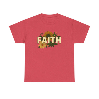 Faith Floral Unisex Tee, Inspirational Shirt for Everyday Wear, Sunflower Graphic Tee, Gift for Family and Friends, Faith-Based Apparel