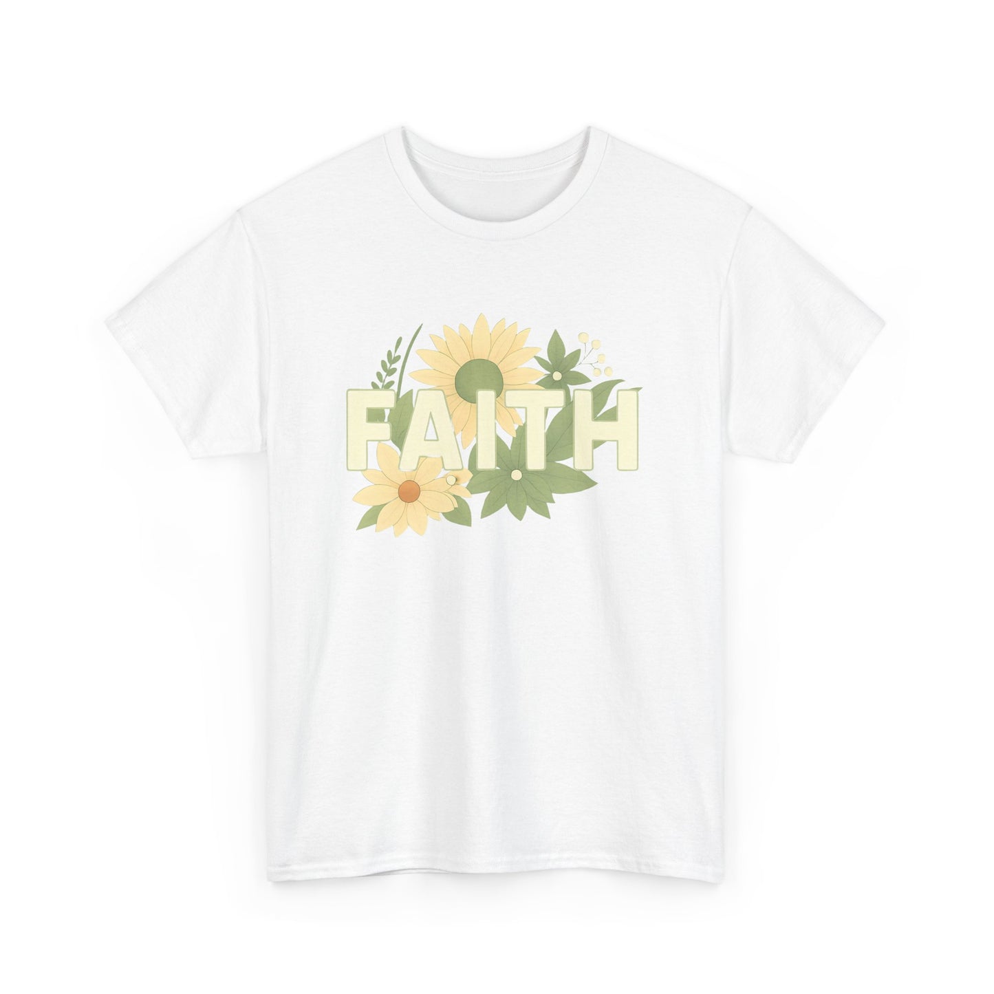 Faith-Inspired Unisex Heavy Cotton Tee | Floral Graphic Tee, Casual T-Shirt, Spiritual Gift, Everyday Wear, Nature Lover Shirt