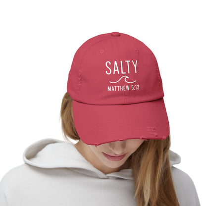 Salty Unisex Distressed Cap | Beach Vibes, Casual Wear, Gift for Him/Her, Summer Accessory, Faith-Based Fashion