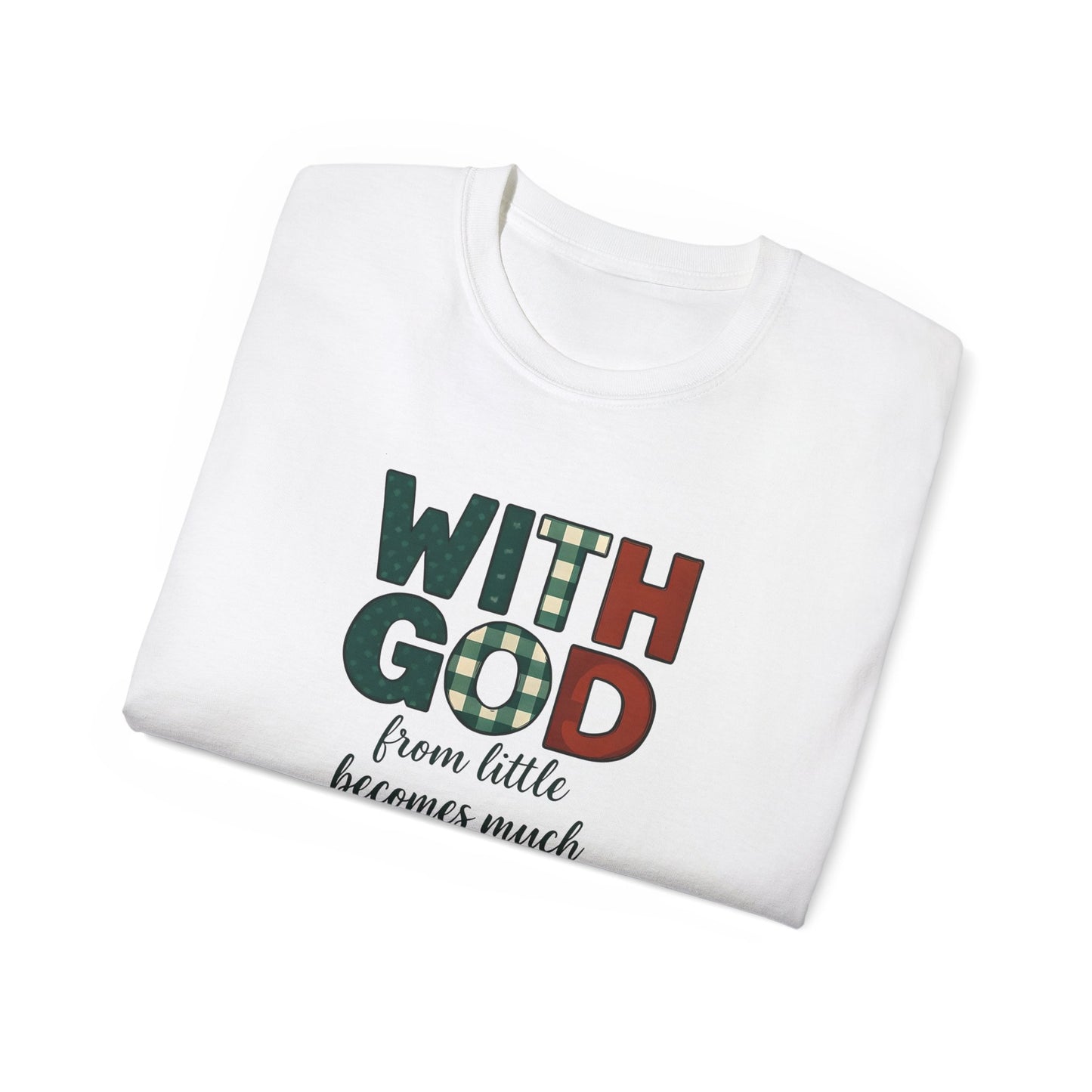 Inspirational Unisex Tee - 'With God, From Little Becomes Much' - Faith T-Shirt, Christian Apparel, Gift for Believers, Religious Tee, [...]