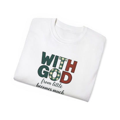 Inspirational Unisex Tee - 'With God, From Little Becomes Much' - Faith T-Shirt, Christian Apparel, Gift for Believers, Religious Tee, [...]