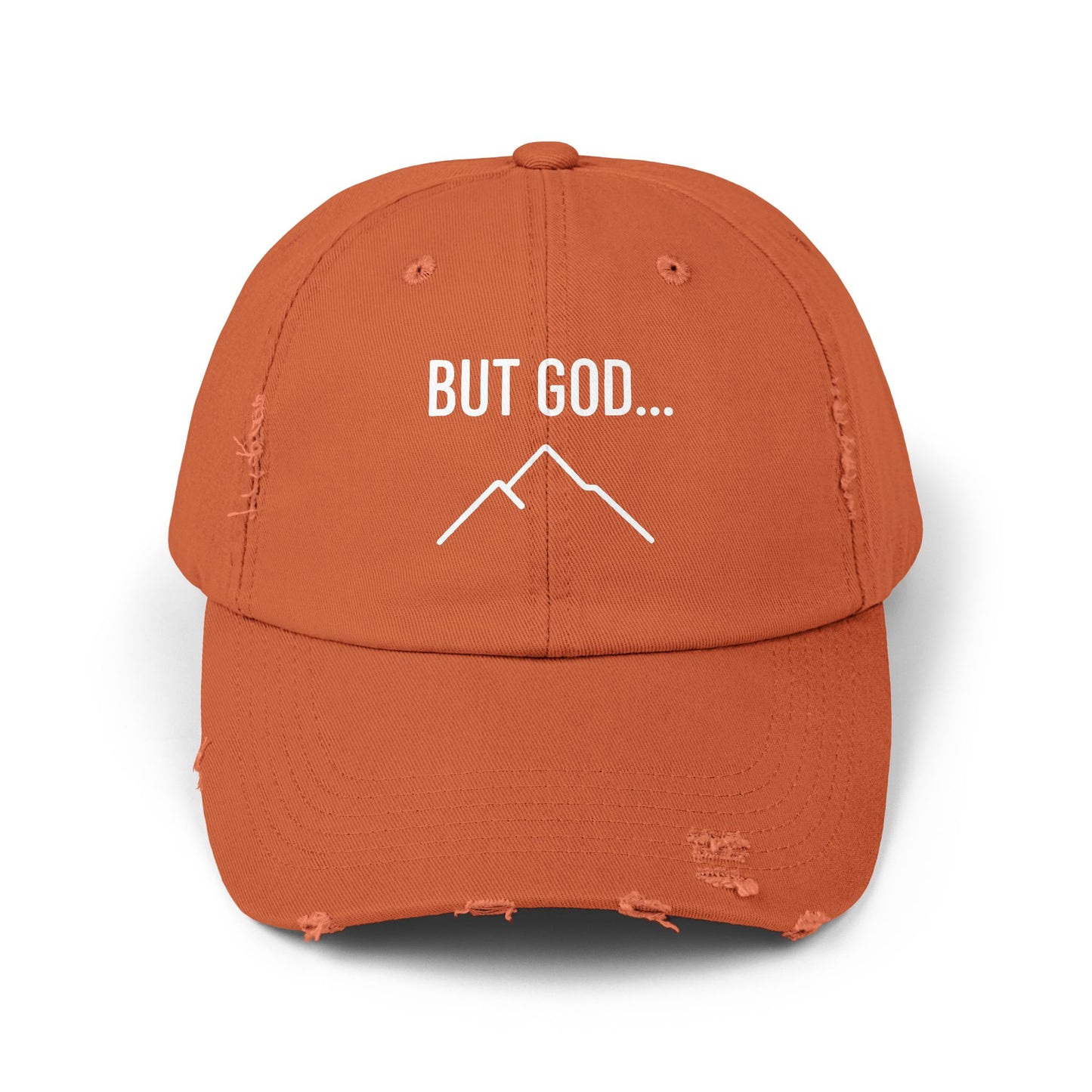 Unisex Distressed Cap with Inspirational Quote , Mountain Theme, Perfect for Outdoors, Gifts, Casual Wear, Faith-Based Apparel