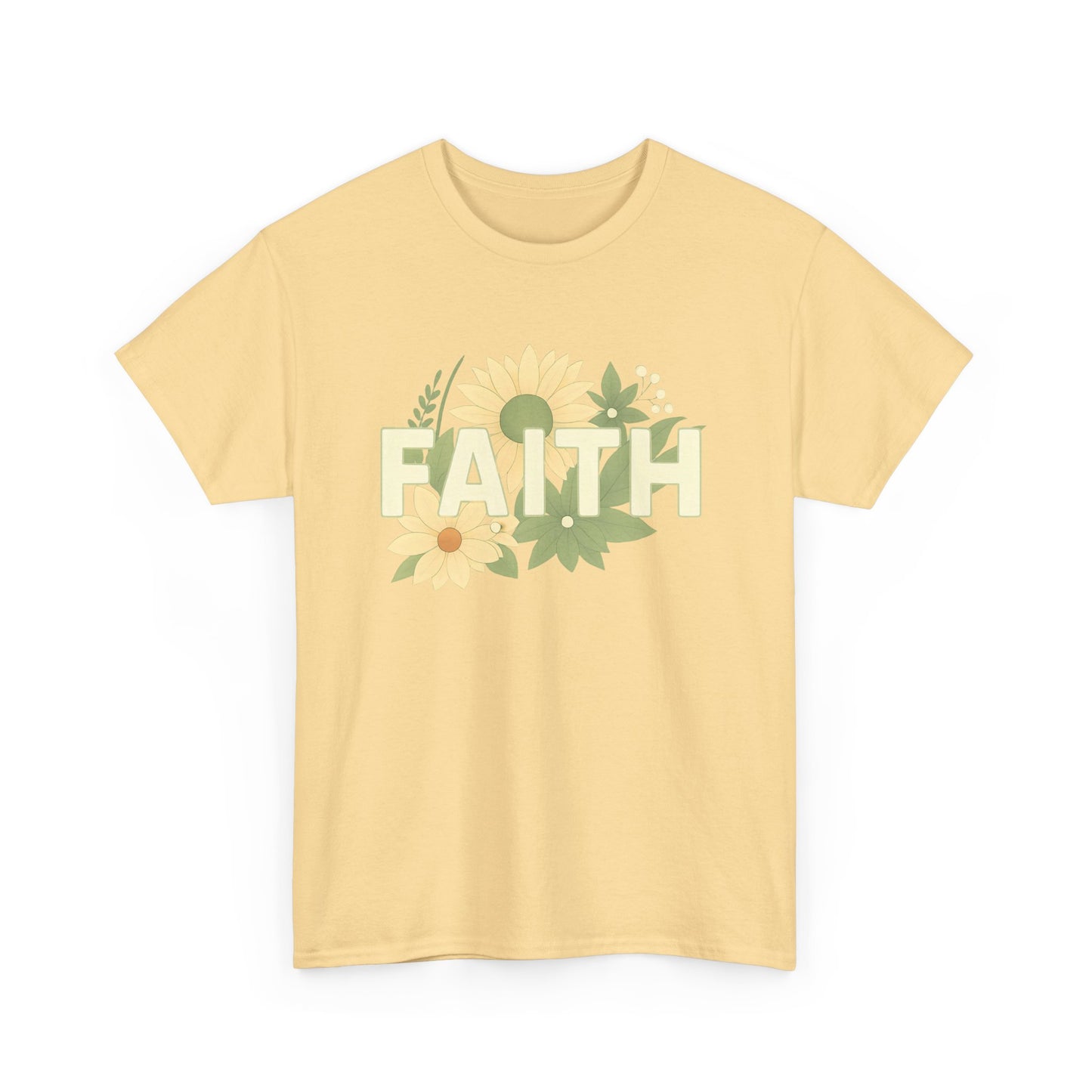Faith-Inspired Unisex Heavy Cotton Tee | Floral Graphic Tee, Casual T-Shirt, Spiritual Gift, Everyday Wear, Nature Lover Shirt