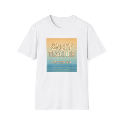 Salty Teacher Graphic Tee, Unisex Softstyle T-Shirt for Educators, Teacher Appreciation Gift, Coastal Vibe Shirt, Inspirational Apparel
