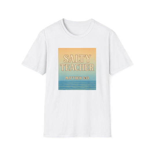 Salty Teacher Graphic Tee, Unisex Softstyle T-Shirt for Educators, Teacher Appreciation Gift, Coastal Vibe Shirt, Inspirational Apparel