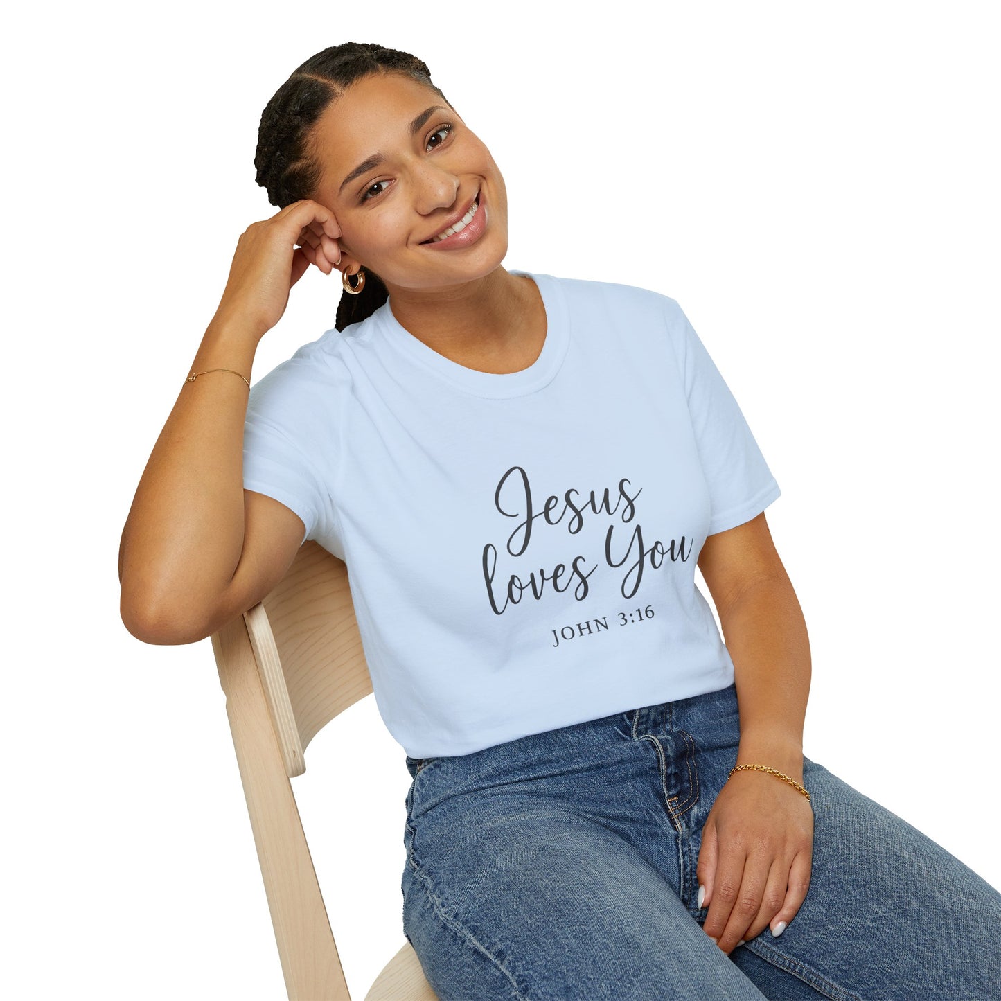 Faith-Inspired Unisex Softstyle T-Shirt | Jesus Loves You | Christian Apparel, Gift, Devotional Wear, Casual Tee