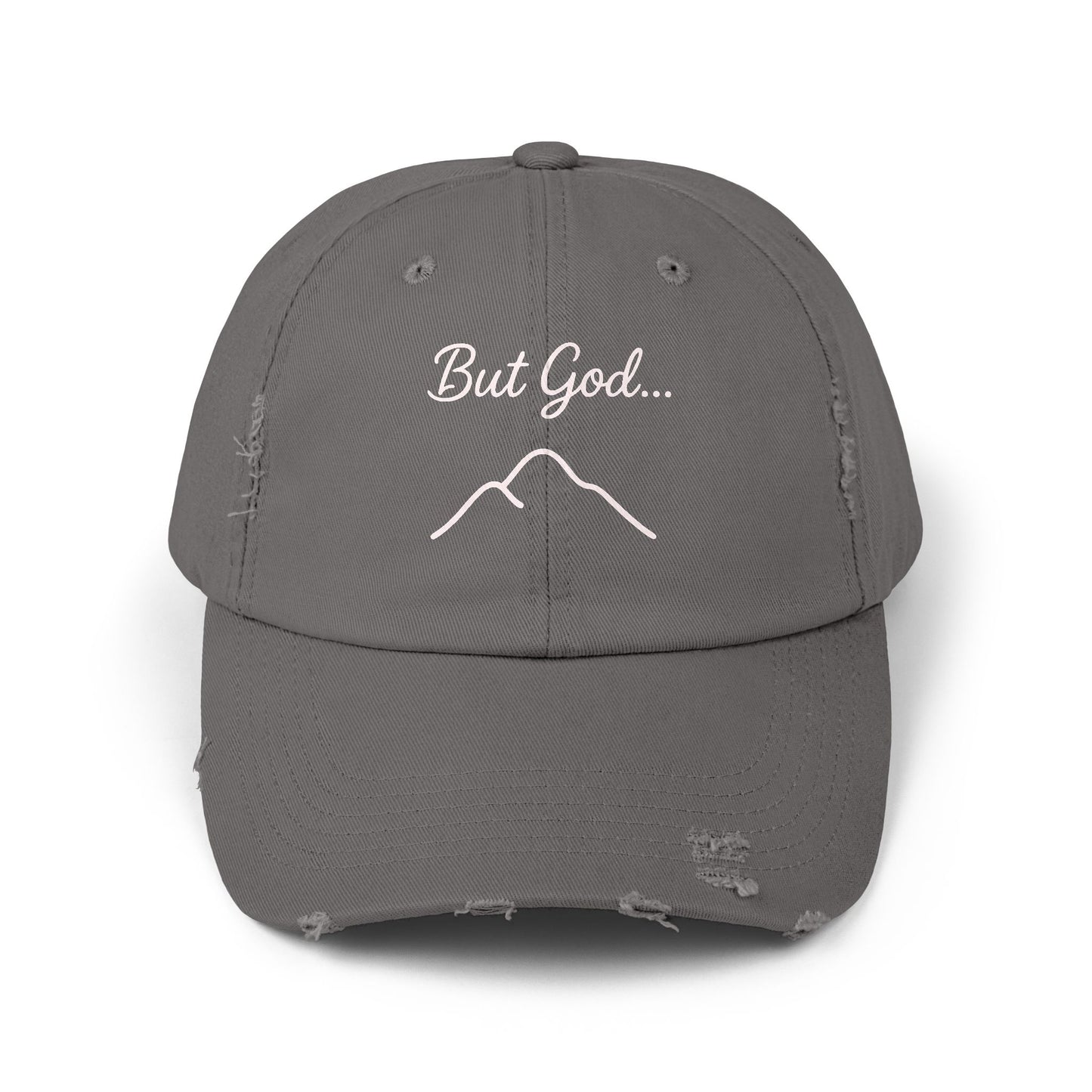 Distressed Cap with 'But God...' Quote, Inspirational Hat for Outdoor Enthusiasts, Gift for Faith Lovers, Everyday Style Accessory, [...]