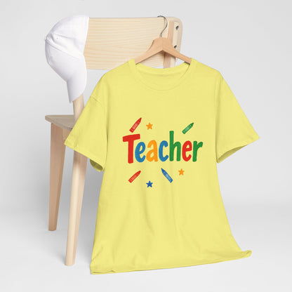 Colorful Teacher Appreciation Unisex Heavy Cotton Tee - Gifts for Educators, Back to School, Classroom, Birthday, Fun Teacher Shirt