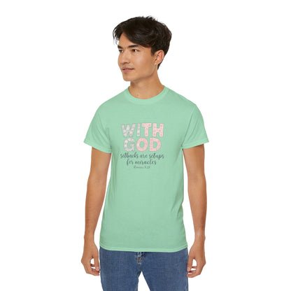 Inspirational Unisex Cotton Tee: "With God All Things Are Possible" - Faith, Gift, Encouragement, Casual Wear, Everyday Inspiration