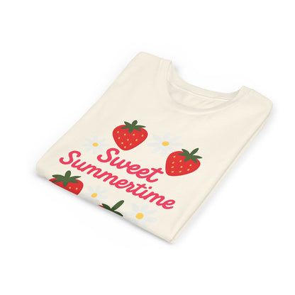 Sweet Summertime Youth Tee, Kids Summer Shirt, Strawberry Graphic Tee, Fun Gift for Children, Seasonal Apparel
