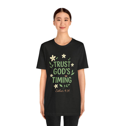 Trust God's Timing Tee, Inspirational Short Sleeve Shirt, Faith-Based Apparel, Gift for Believers, Bible Verse Tee, Everyday Wear