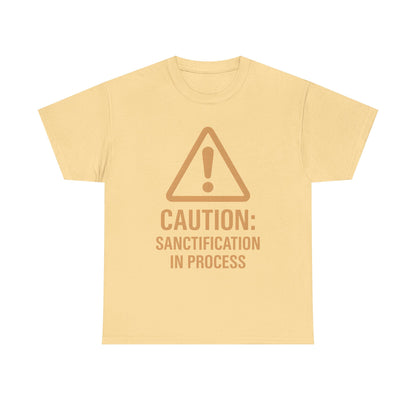 Caution Sanction Tee - Unisex Heavy Cotton T-Shirt for Casual, Gift, Humor, Christian Apparel, Everyday Wear