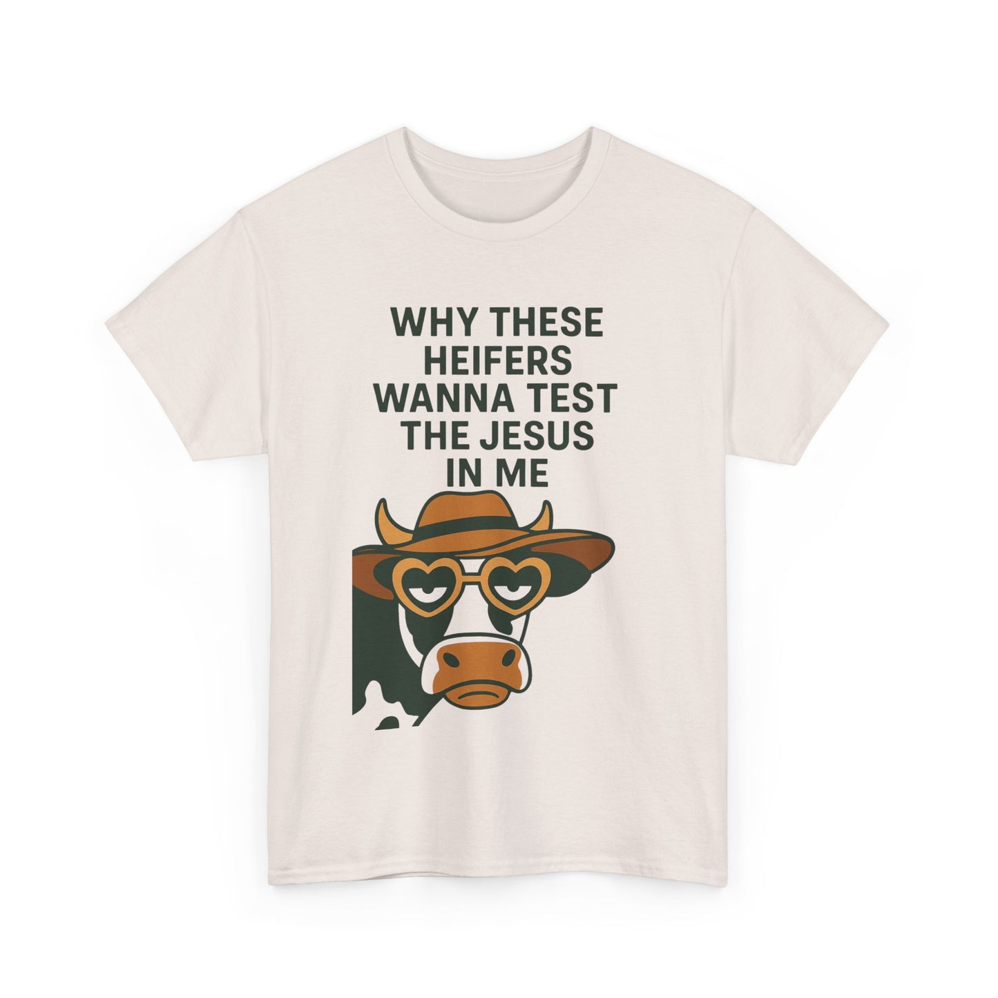 Whimsical Cow Graphic Tee, Funny Farm Animal T-Shirt, Christian Humor Gift, Unisex Casual Wear, Perfect for Cow Lovers