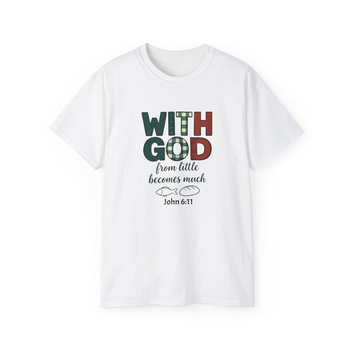 Inspirational Unisex Tee - 'With God, From Little Becomes Much' - Faith T-Shirt, Christian Apparel, Gift for Believers, Religious Tee, [...]