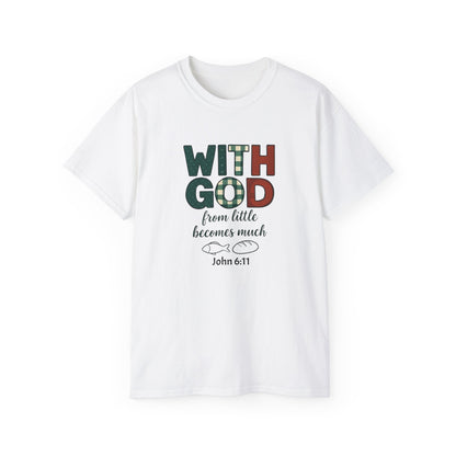 Inspirational Unisex Tee - 'With God, From Little Becomes Much' - Faith T-Shirt, Christian Apparel, Gift for Believers, Religious Tee, [...]