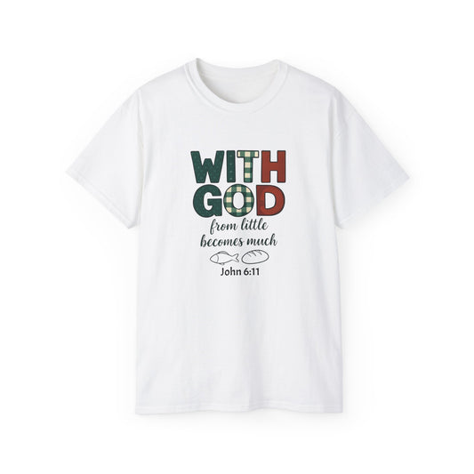 Inspirational Unisex Tee - 'With God, From Little Becomes Much' - Faith T-Shirt, Christian Apparel, Gift for Believers, Religious Tee, [...]