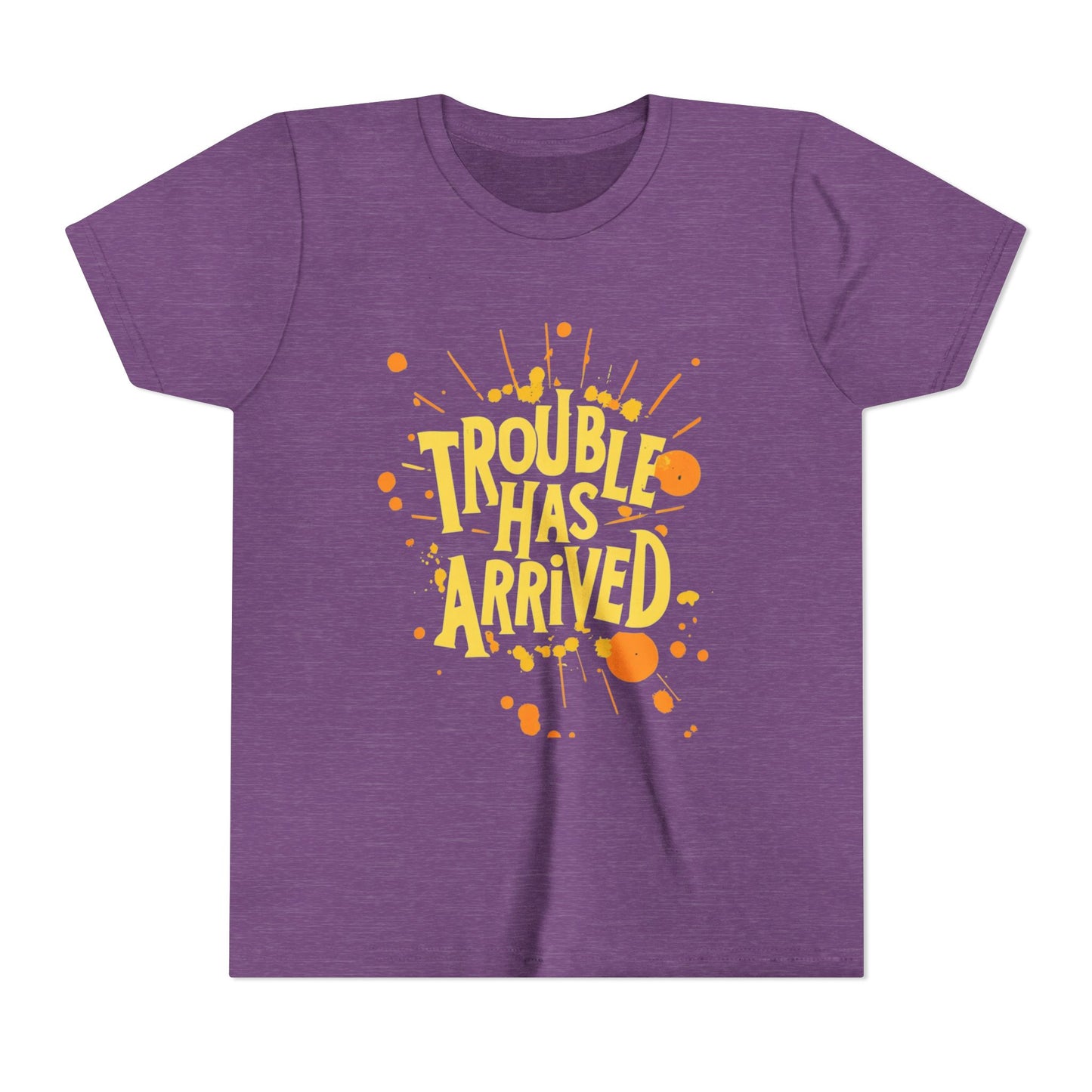 Trouble Has Arrived Youth Tee | Fun Graphic T-Shirt for Kids | Birthday Gift | Playdate Apparel | Summer Fashion