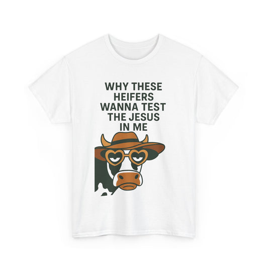 Whimsical Cow Graphic Tee, Funny Farm Animal T-Shirt, Christian Humor Gift, Unisex Casual Wear, Perfect for Cow Lovers
