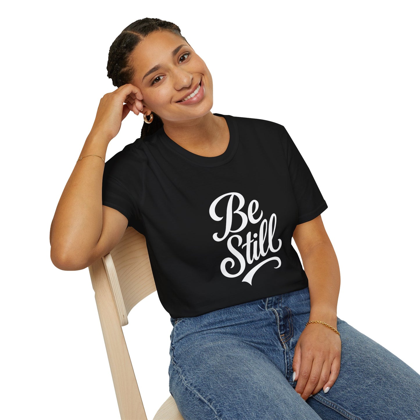 Unisex Softstyle T-Shirt with Inspirational 'Be Still' Design, Relaxed Fit Shirt for Meditation, Mindfulness Gift, Cozy Apparel, Casual Wear