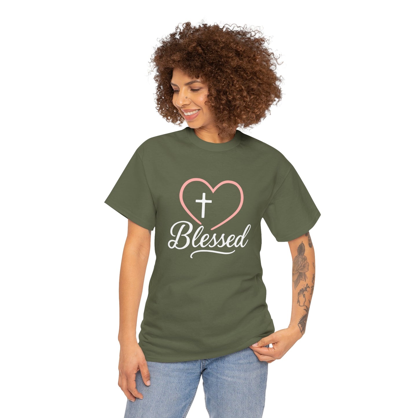 Blessed Unisex Heavy Cotton Tee - Faith T-Shirt, Christian Apparel, Gift for Her, Inspirational Shirt, Everyday Wear