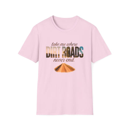 Adventurous Dirt Roads T-Shirt, Travel Tee, Outdoor Enthusiast Gift, Camping Shirt, Adventure Wear, Road Trip Apparel