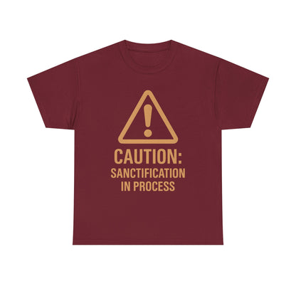 Caution Sanction Tee - Unisex Heavy Cotton T-Shirt for Casual, Gift, Humor, Christian Apparel, Everyday Wear