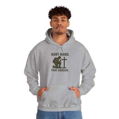 Hunt Hard Pray Hard Hoodie, Faith-Based Sweatshirt, Outdoor Enthusiast Gear, Gift for Hunters, Inspirational Apparel