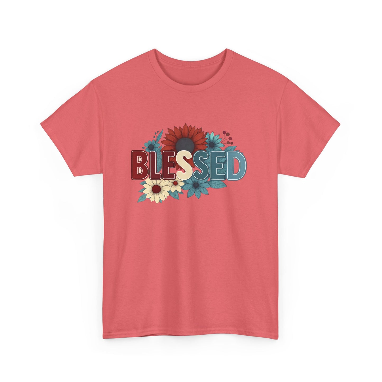 Blessed Floral Unisex Heavy Cotton Tee, Inspirational Shirt, Spring Fashion, Gift for Her, Casual Outfit, Everyday Wear
