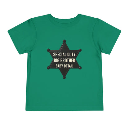 Big Brother Toddler Tee, Special Duty Sheriff Shirt, Kids Birthday Gift, Baby Announcement Outfit, Fun Family Tee