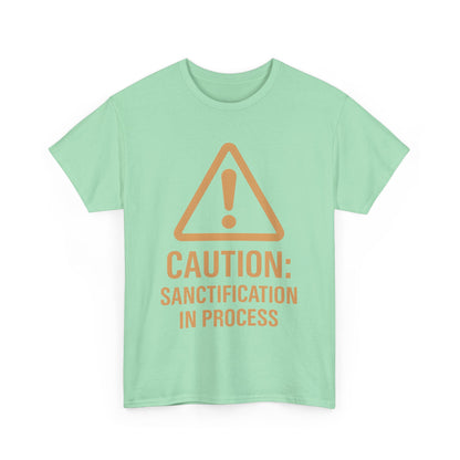 Caution Sanction Tee - Unisex Heavy Cotton T-Shirt for Casual, Gift, Humor, Christian Apparel, Everyday Wear