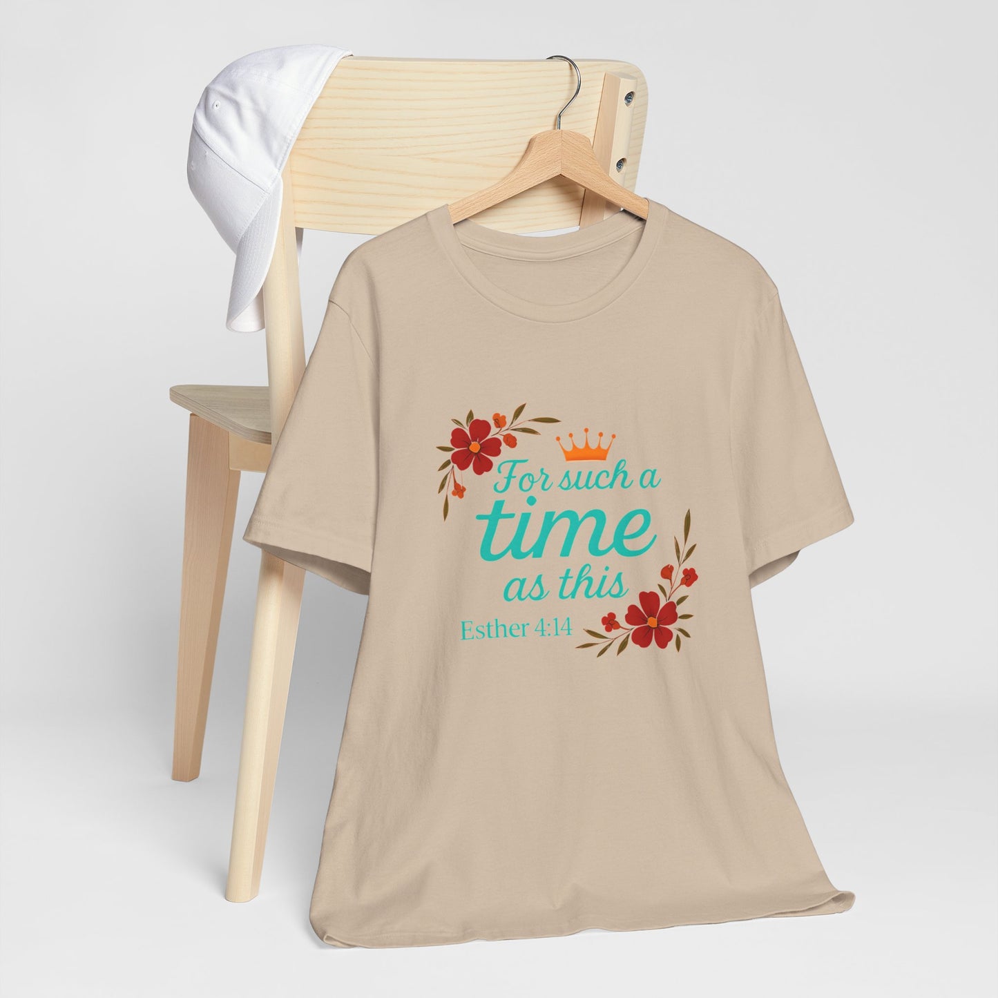 Inspirational Floral Short Sleeve Tee - 'For Such a Time as This', Motivational T-Shirt, Gift for Her, Faith-Based Apparel, Summer Top