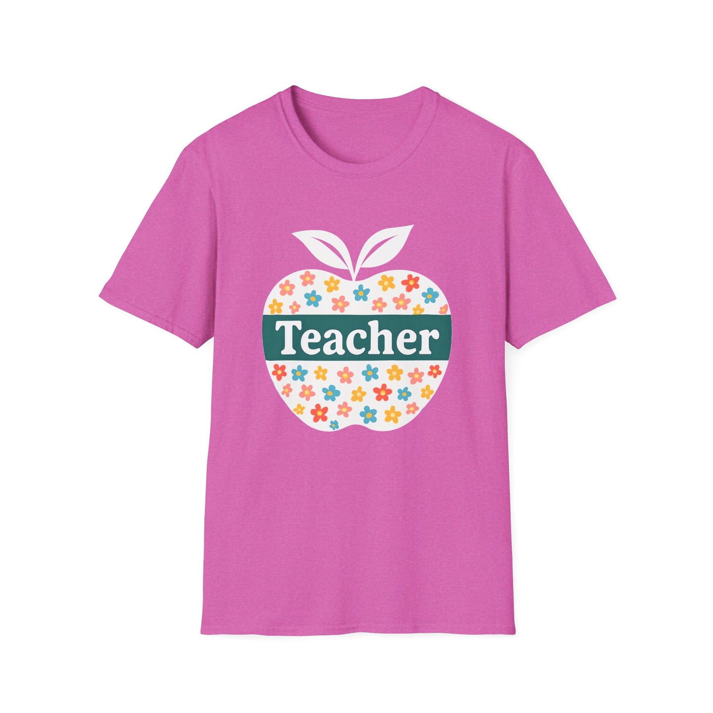 Teacher Appreciation Orange T-Shirt, Gift for Educators, School Spirit Wear, Teacher's Day, Floral Design, Unisex Softstyle Tee