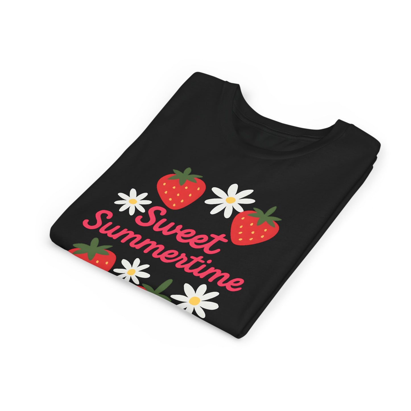 Sweet Summertime Youth Tee, Kids Summer Shirt, Strawberry Graphic Tee, Fun Gift for Children, Seasonal Apparel