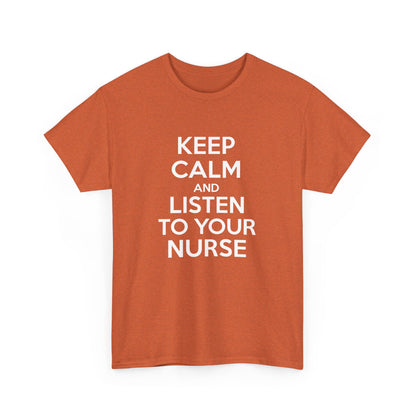 Keep Calm Nurse Tee, Unisex Heavy Cotton Tee, Funny Nurse Gift, Nursing Apparel, Healthcare Worker Shirt
