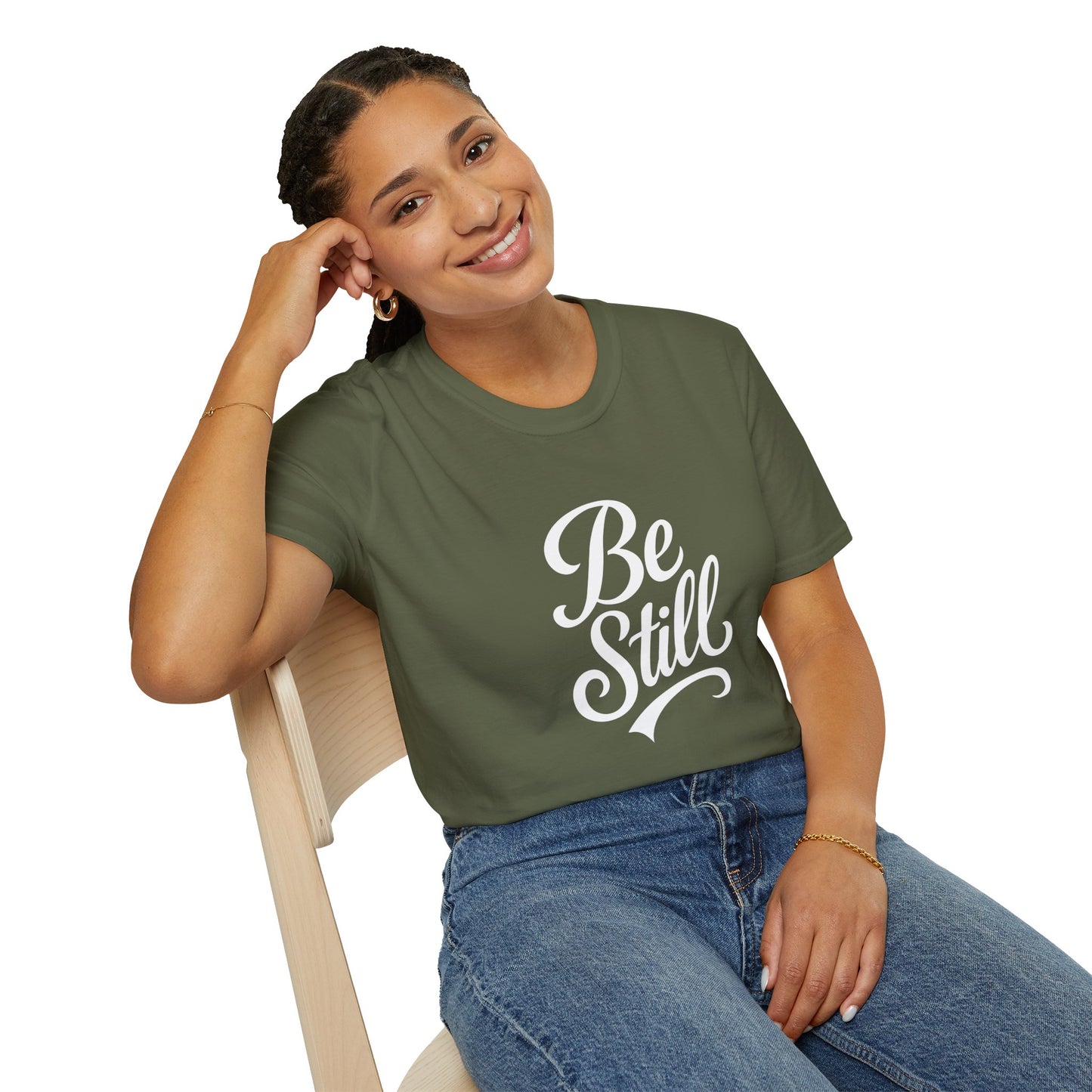 Unisex Softstyle T-Shirt with Inspirational 'Be Still' Design, Relaxed Fit Shirt for Meditation, Mindfulness Gift, Cozy Apparel, Casual Wear