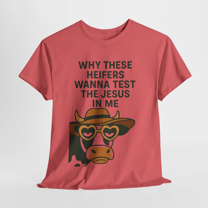 Whimsical Cow Graphic Tee, Funny Farm Animal T-Shirt, Christian Humor Gift, Unisex Casual Wear, Perfect for Cow Lovers