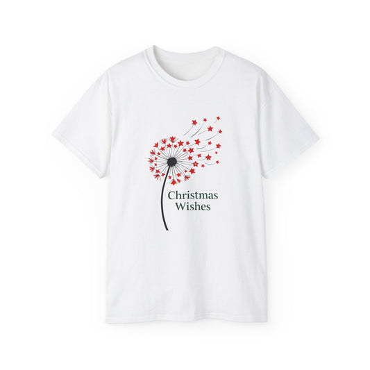 Christmas Wishes Tee — Dandelion & Red Star Holiday T-Shirt