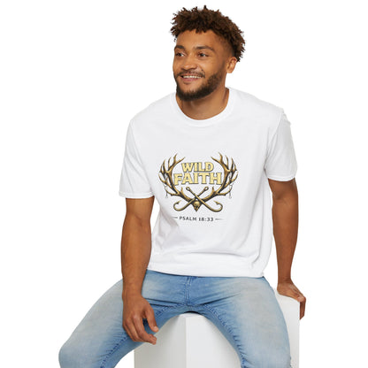 Wild Faith T-Shirt — Psalm 18:33 Antler Christian Graphic Tee