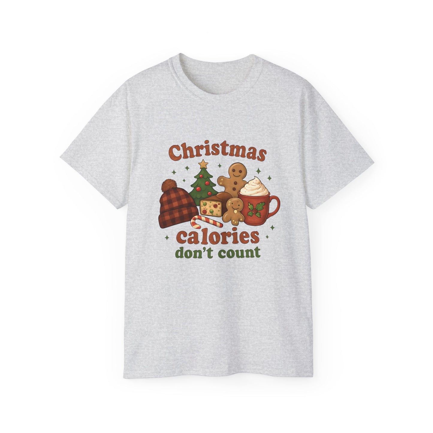 Christmas 'Calories Don’t Count' Tee - Holiday Cookie & Cocoa Graphic Shirt