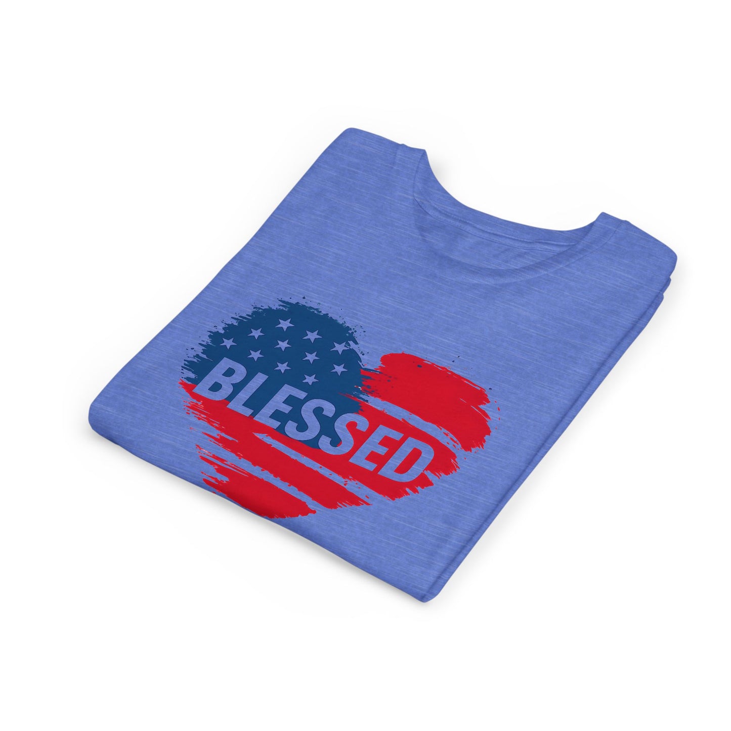 Patriotic Youth Tee - Blessed Heart Shirt, Kids America T-Shirt, Fourth of July Apparel, Gift for Sons and Daughters, Heart Print Top