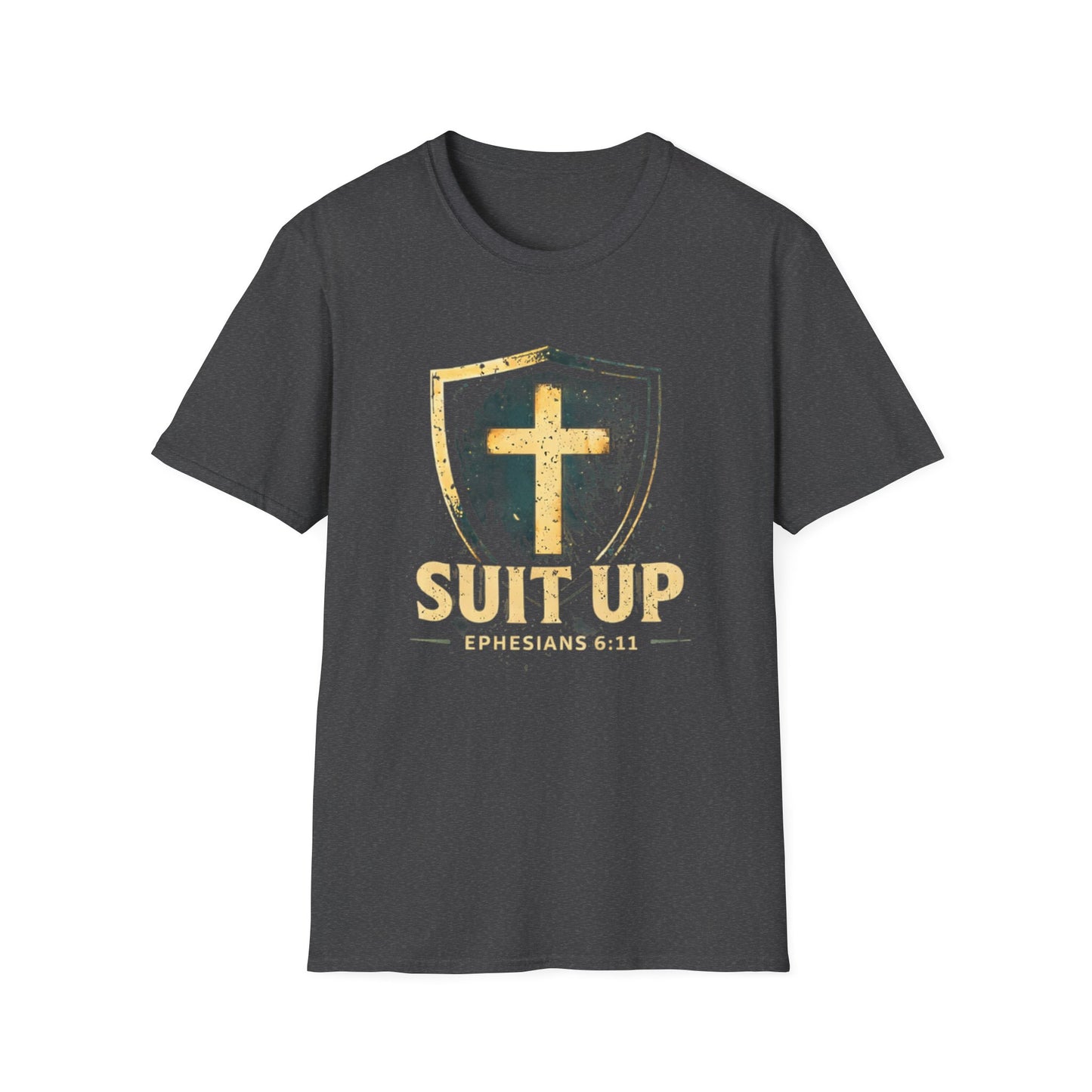 Suit Up T‑Shirt — Christian Cross Shield Tee (Ephesians 6:11)