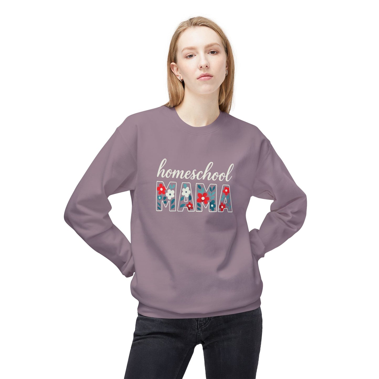 Homeschool Mama Sweatshirt — Floral Pattern Teacher Mom Crewneck
